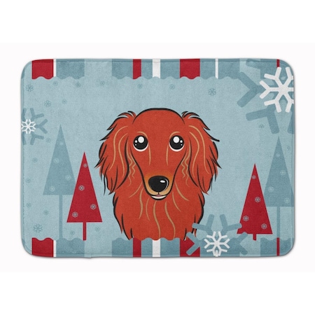 Carolines Treasures Winter Holiday Longhair Red Dachshund Machine Washable Memory Foam Mat BB1710RUG